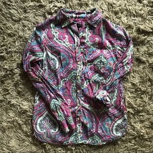 Talbots Paisley Button Down Shirt XS